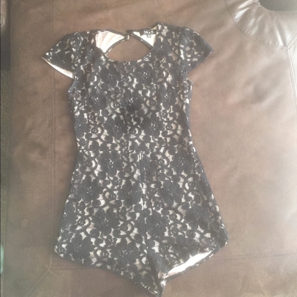 Black/nude/lace romper